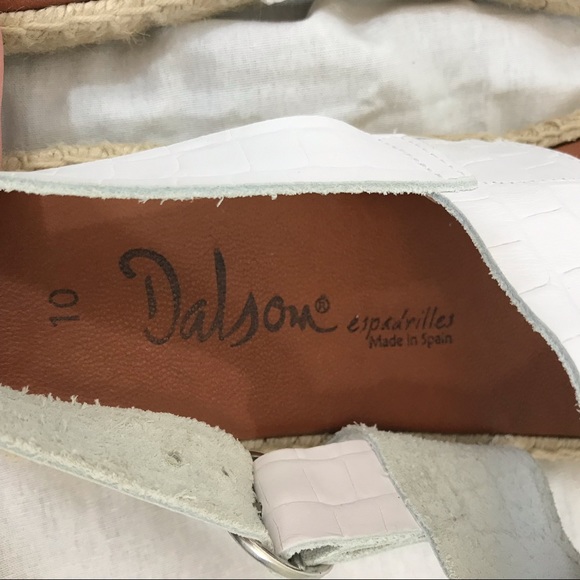 NWOT Dalsom white leather sandals espadrille 10 - Picture 7 of 11